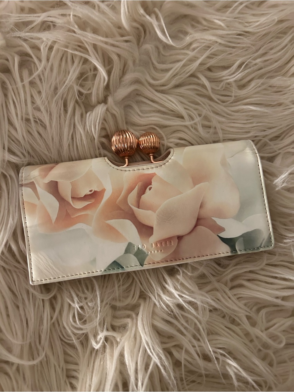 Ted Baker Floral Clasp Wallet - Cream & Peach